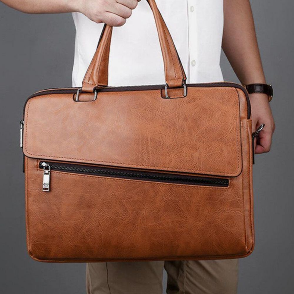 Mannen Pu Lederen Multifunctionele Anti-Diefstal Vintage Zakelijke Messengertas Crossbody Tas Handtas Schoudertas