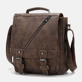 Mannen Pu-Leer Grote Capaciteit Vintage Casual Waterdicht Ademend Crossbody Tassen Schoudertassen Handtas