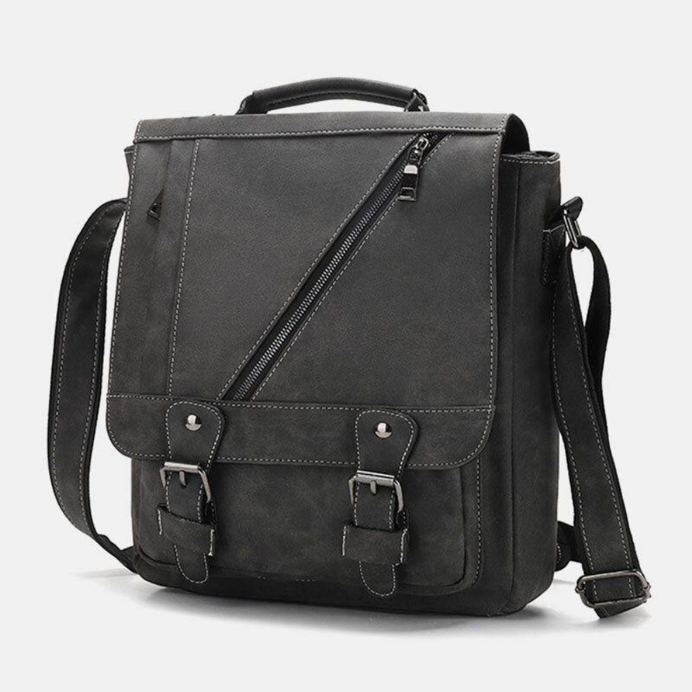 Mannen Pu-Leer Grote Capaciteit Vintage Casual Waterdicht Ademend Crossbody Tassen Schoudertassen Handtas