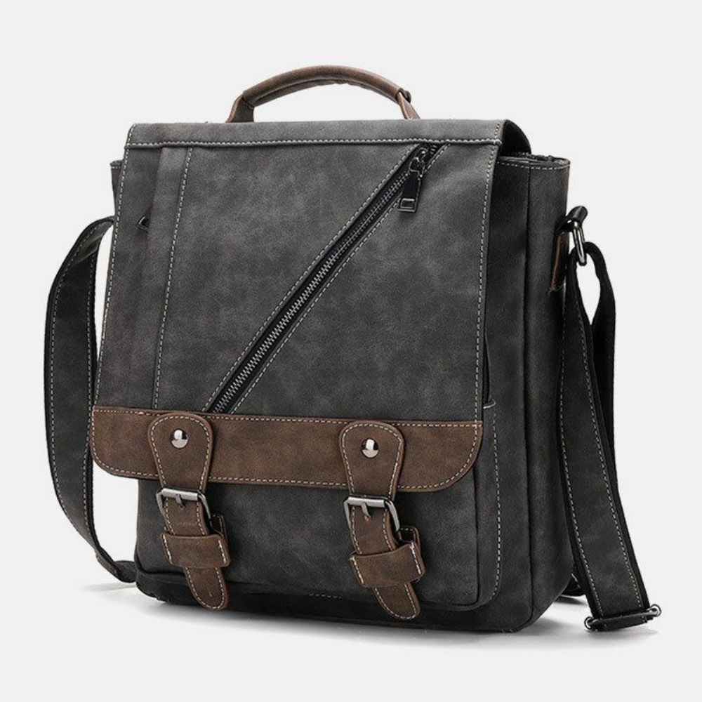 Mannen Pu-Leer Grote Capaciteit Vintage Casual Waterdicht Ademend Crossbody Tassen Schoudertassen Handtas