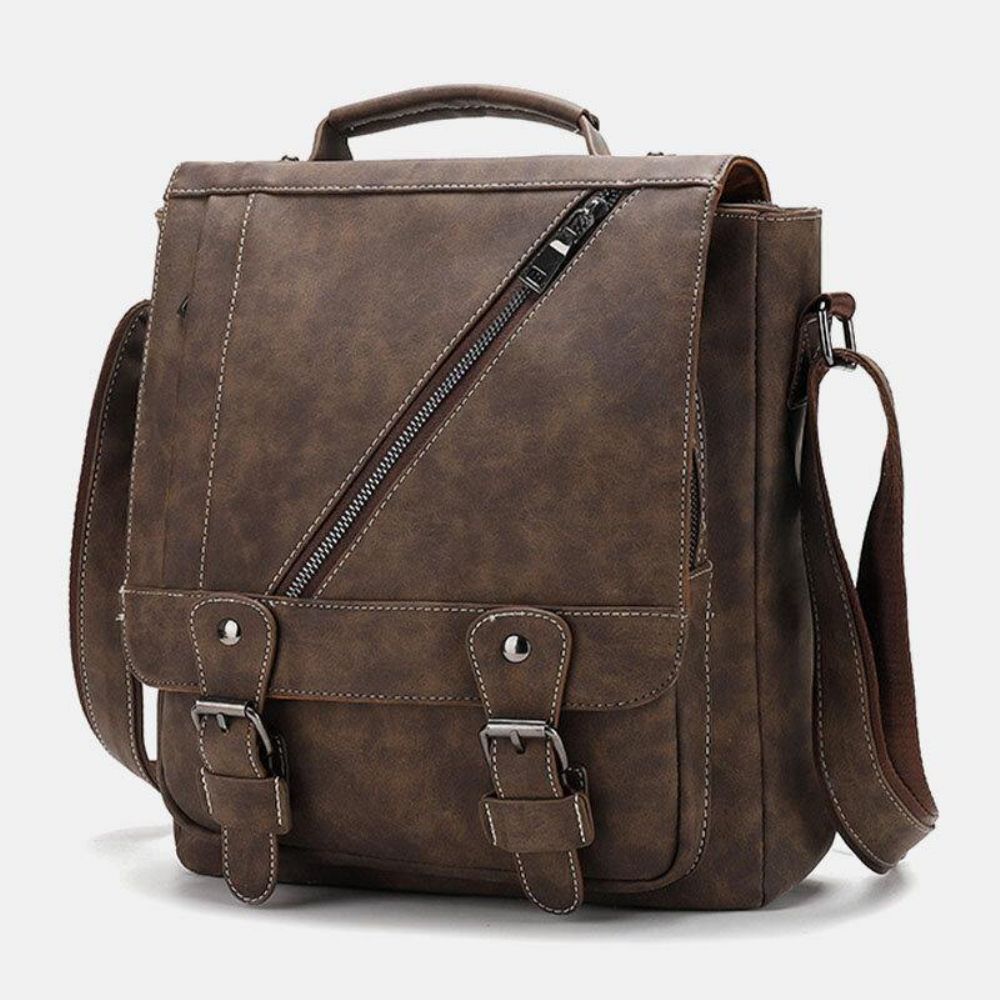 Mannen Pu-Leer Grote Capaciteit Vintage Casual Waterdicht Ademend Crossbody Tassen Schoudertassen Handtas