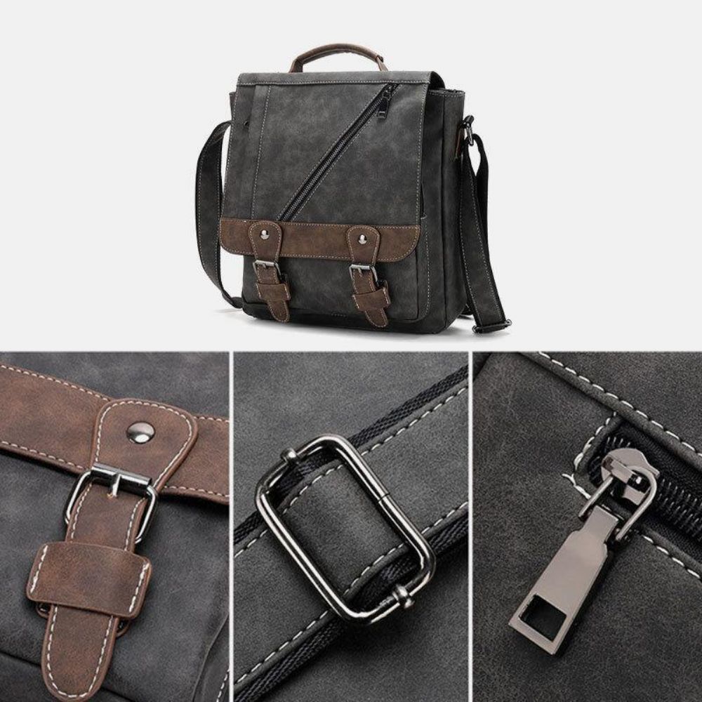 Mannen Pu-Leer Grote Capaciteit Vintage Casual Waterdicht Ademend Crossbody Tassen Schoudertassen Handtas