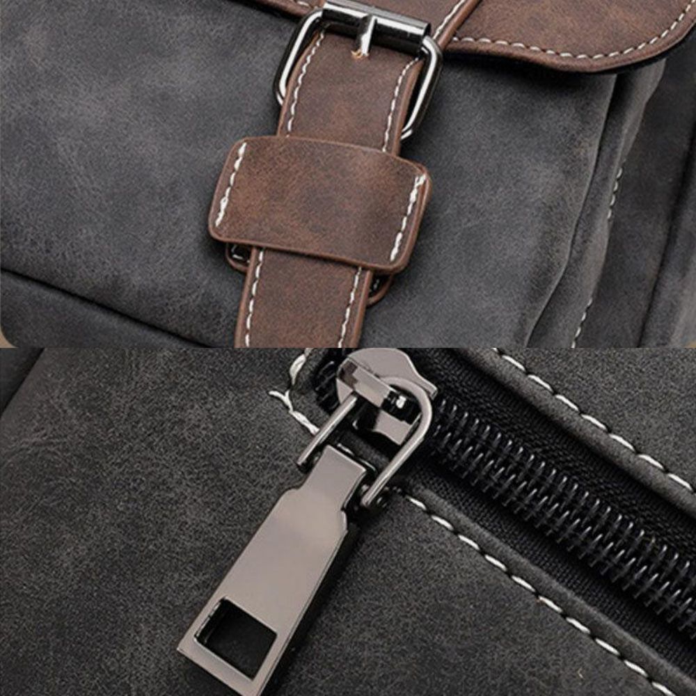 Mannen Pu-Leer Grote Capaciteit Vintage Casual Waterdicht Ademend Crossbody Tassen Schoudertassen Handtas