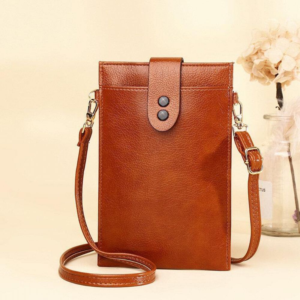 Vrouwen Pu-Leer Retro 6.3-Inch Telefoontas Mini Multi-Kaartsleuf Crossbody-Tassen Schoudertas