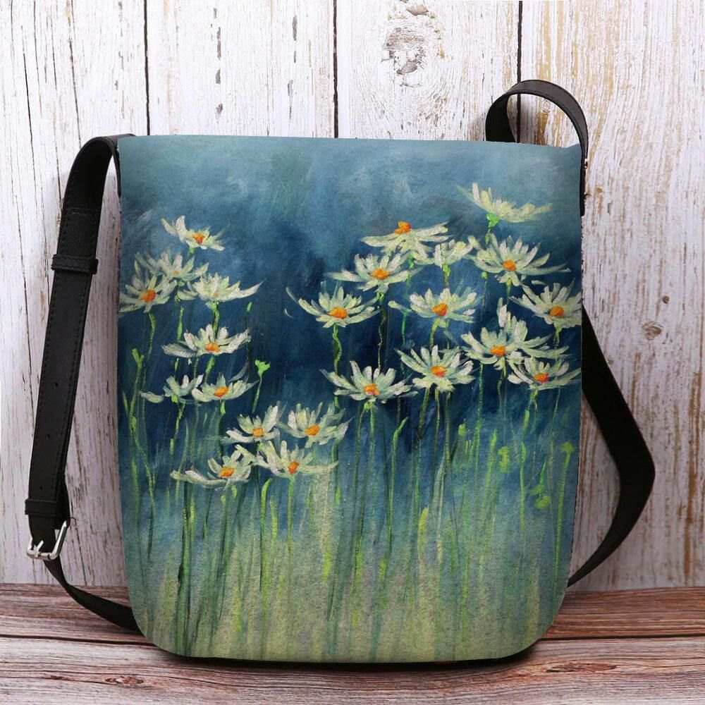 Vrouwen Vilten Bloemen Patroon Prints Crossbody Tas Schoudertas