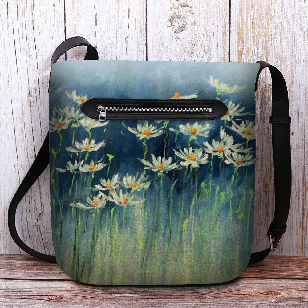 Vrouwen Vilten Bloemen Patroon Prints Crossbody Tas Schoudertas