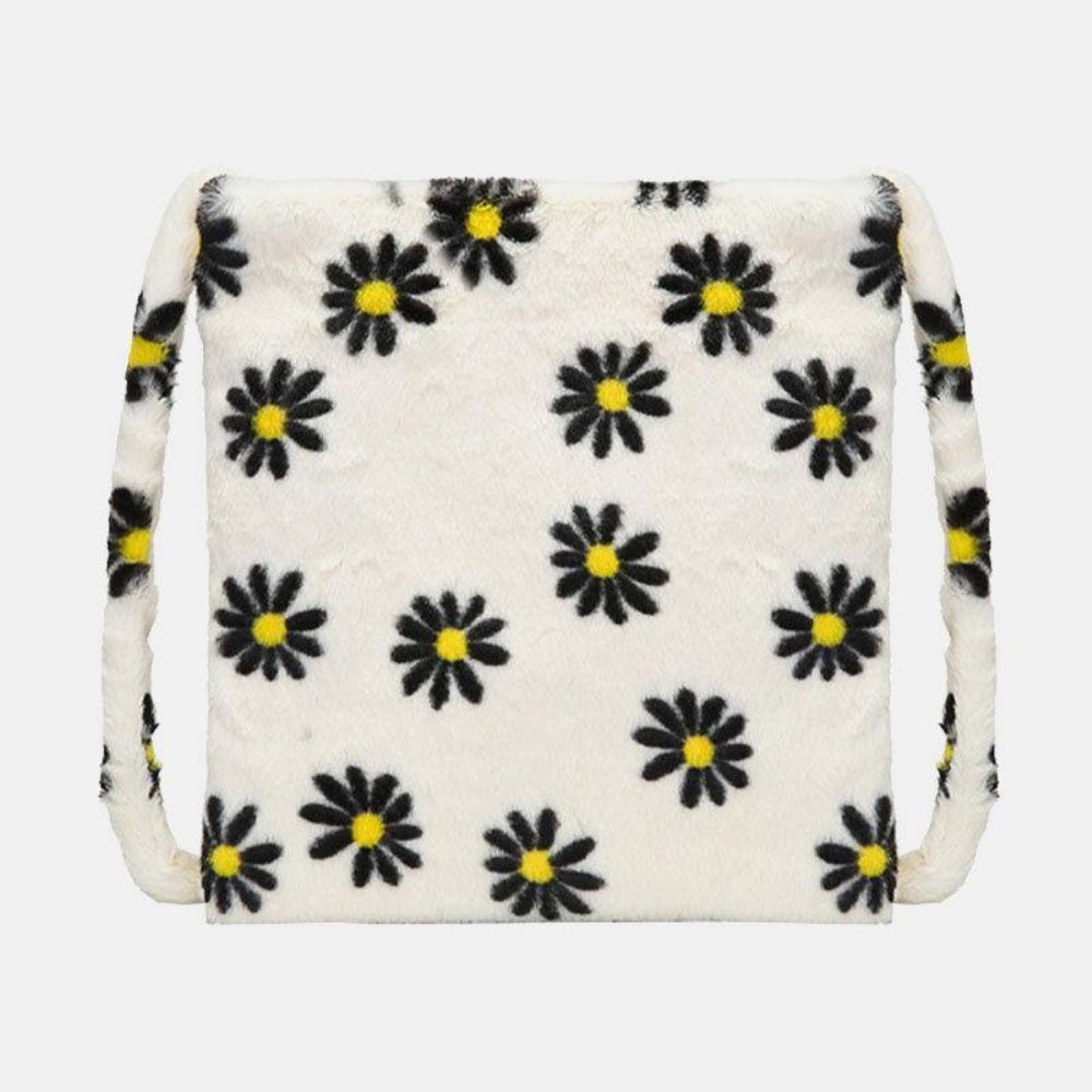 Vrouwen Vilten Grote Capaciteit Zachte Schattige Bloemen Dier Luipaard Patroon Schoudertas Handtas Crossbody Tas