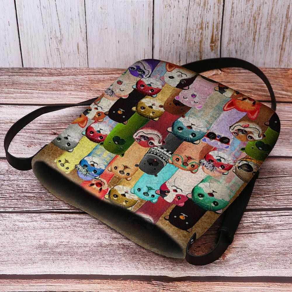 Vrouwen Vilten Leuke Cartoon Kleurrijke Mollen Patroon Multi-Carry Crossbody Tas Schoudertas