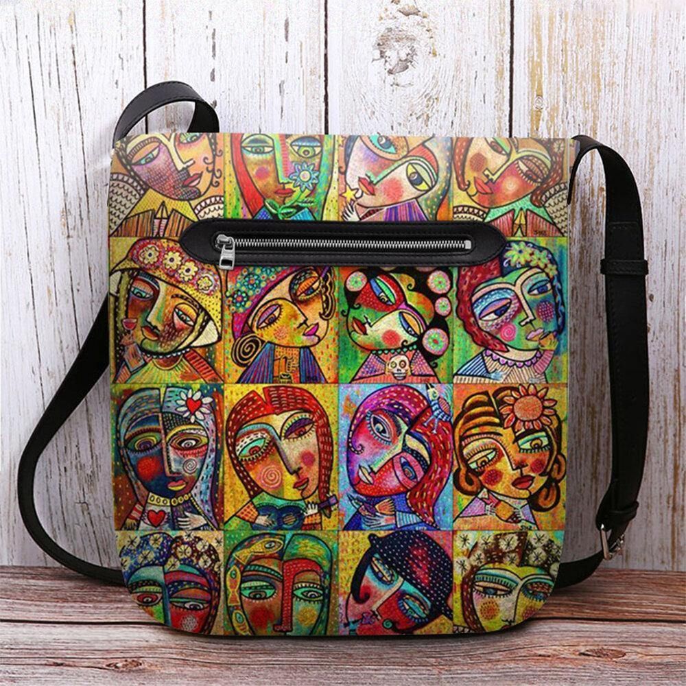 Vrouwen Voelde Multicolor Cartoon Figuur Print Crossbody Tas Schoudertas