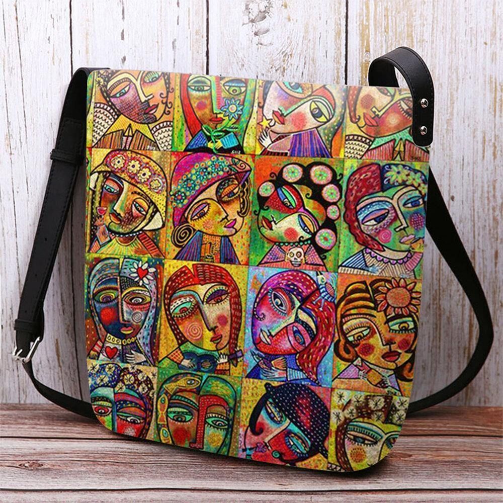 Vrouwen Voelde Multicolor Cartoon Figuur Print Crossbody Tas Schoudertas