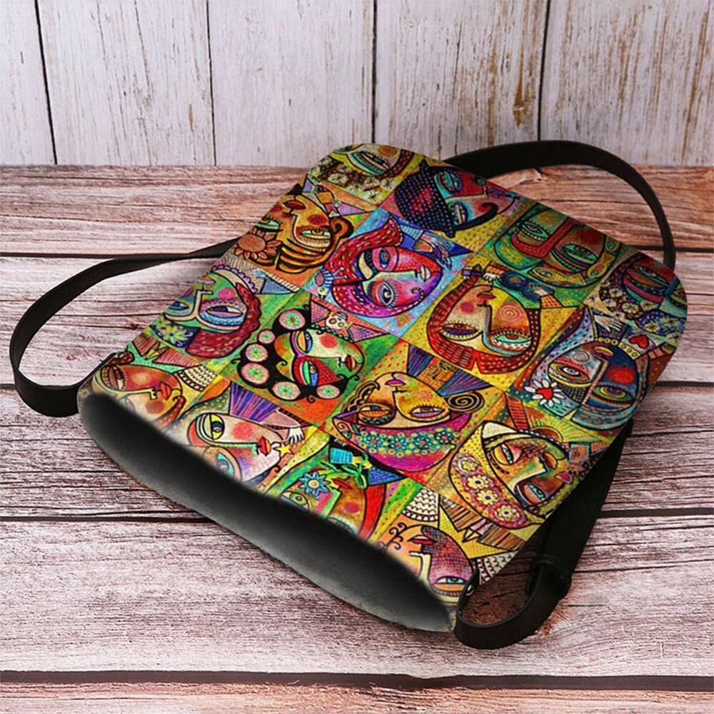 Vrouwen Voelde Multicolor Cartoon Figuur Print Crossbody Tas Schoudertas