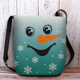 Vrouwen Voelden Leuke Feestelijke Kerst Glimlach Sneeuwpop Sneeuwvlokken Print Crossbody Tas Schoudertas