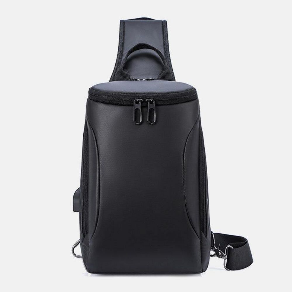 Heren Oxford Usb Opladen Anti-Diefstal Borsttas Veelzijdige Grote Capaciteit Waterdichte Nacht Reflecterende Strip Ontwerp Crossbody Tassen