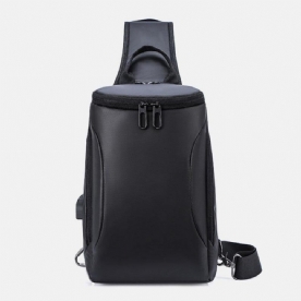 Heren Oxford Usb Opladen Anti-Diefstal Borsttas Veelzijdige Grote Capaciteit Waterdichte Nacht Reflecterende Strip Ontwerp Crossbody Tassen