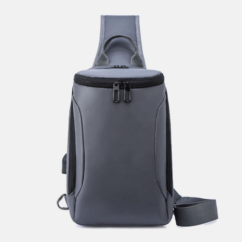 Heren Oxford Usb Opladen Anti-Diefstal Borsttas Veelzijdige Grote Capaciteit Waterdichte Nacht Reflecterende Strip Ontwerp Crossbody Tassen