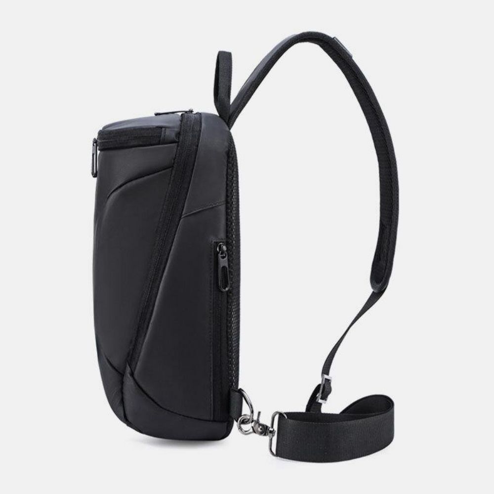 Heren Oxford Usb Opladen Anti-Diefstal Borsttas Veelzijdige Grote Capaciteit Waterdichte Nacht Reflecterende Strip Ontwerp Crossbody Tassen