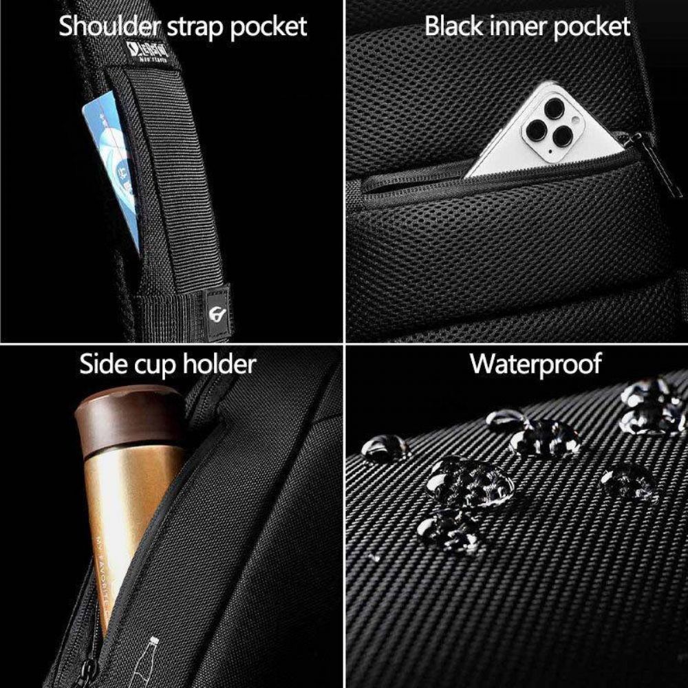 Heren Oxford Wachtwoordslot Anti-Diefstal Reflecterende Strip Ontwerp Waterdicht Multi-Pockets Crossbody Sling Bag Borsttas