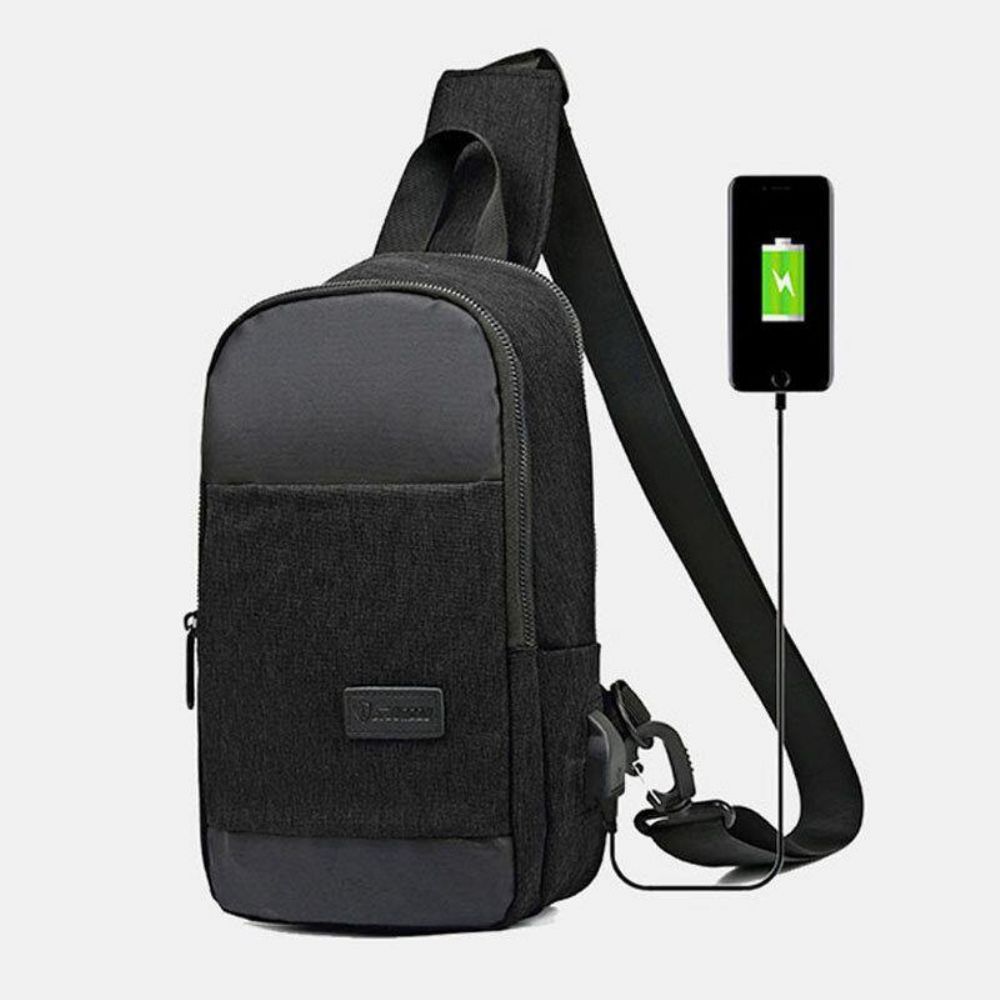 Heren Oxford Waterdichte Grote Capaciteit Usb Opladen Borsttas Messenger Crossbody Tas