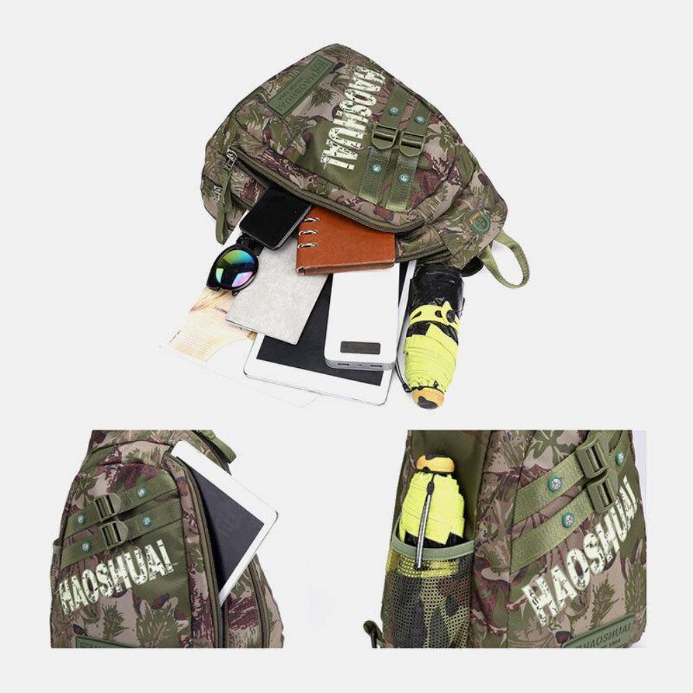 Mannen Camoufleert Multifunctionele Grote Capaciteit Waterdichte Sport Borsttas Schoudertas Crossbody Tas Rugzak