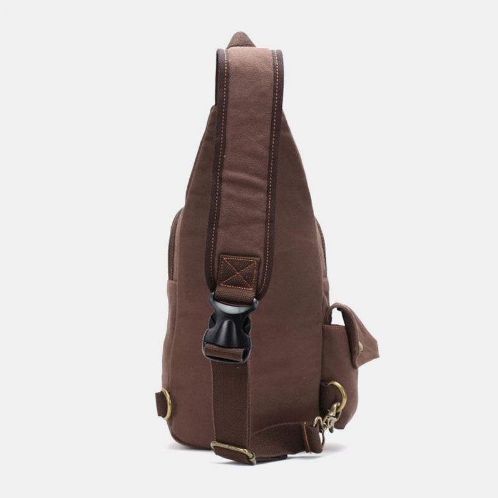 Mannen Echt Leer Canvas Reizen Outdoor Draagtas Persoonlijke Crossbody Tas Borsttas