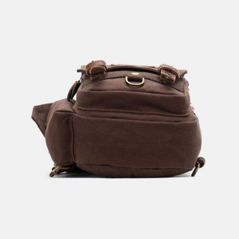 Mannen Echt Leer Canvas Reizen Outdoor Draagtas Persoonlijke Crossbody Tas Borsttas