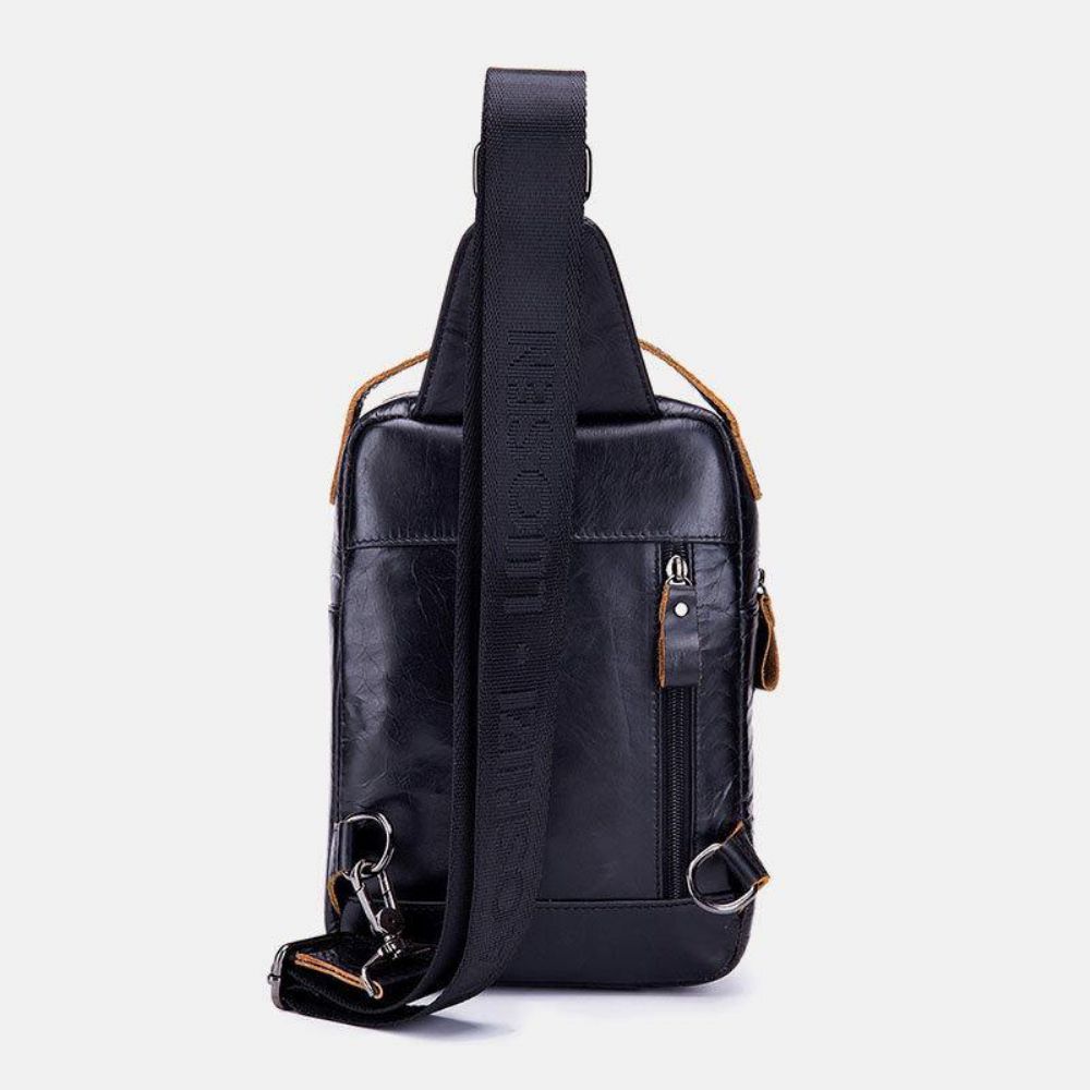 Mannen Echt Leer Retro Zakelijke Casual Effen Kleur Lederen Schoudertas Crossbody Tas Borsttas