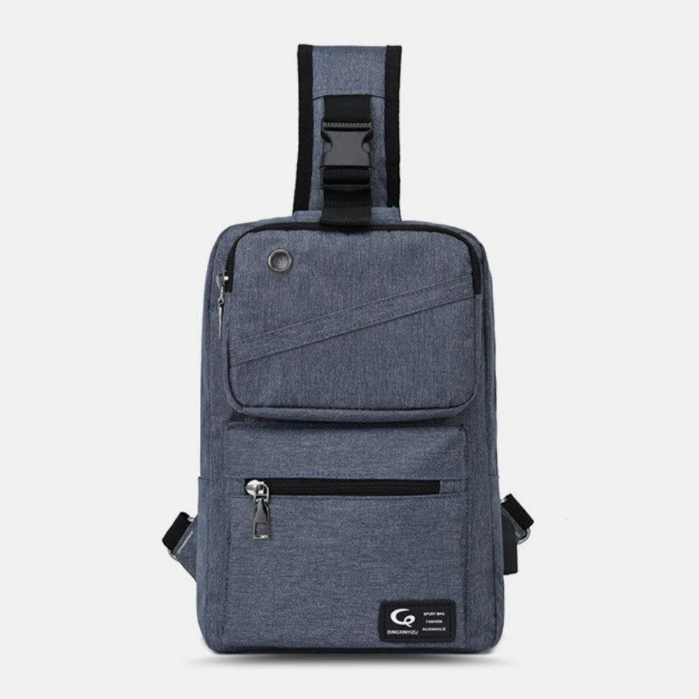 Mannen Grote Capaciteit Usb Oplaadbare Gat Hoofdtelefoon Gat Waterdichte Borst Tassen Schoudertas Crossbody Tassen