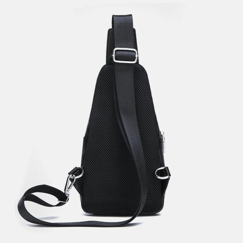 Mannen Koeienhuid Echt Leer Multi-Pocket Dubbele Rits Ademend Retro Borst Tassen Crossbody Tas Schouder