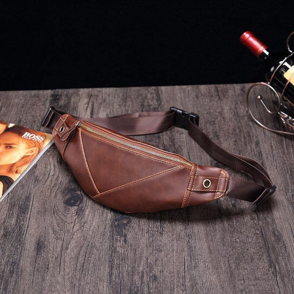 Mannen Kunstleer Mode Retro Multi-Carry Messenger Bag Borsttas Heuptas Sling Bag