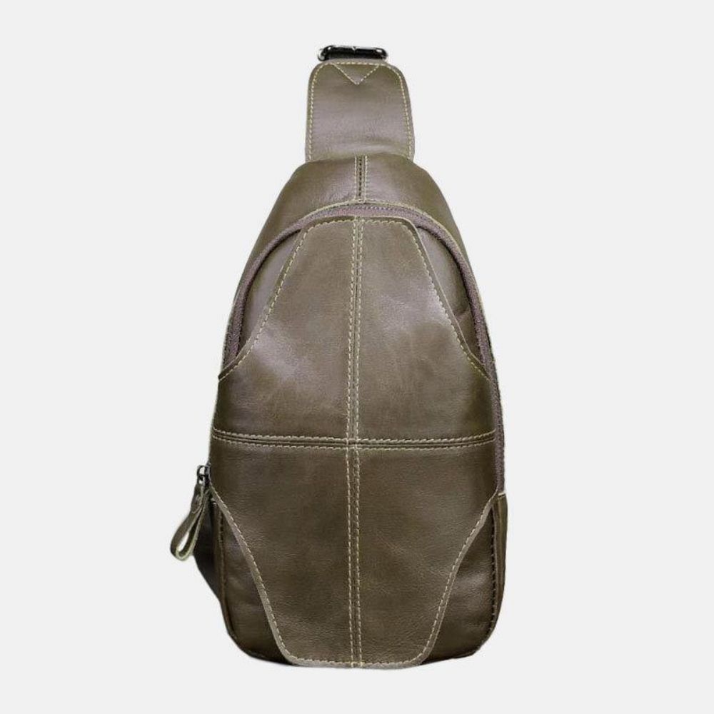 Mannen Lederen Anti-Diefstal Retro Casual Zakelijke Crossbody Tas Borsttas Sling Bag