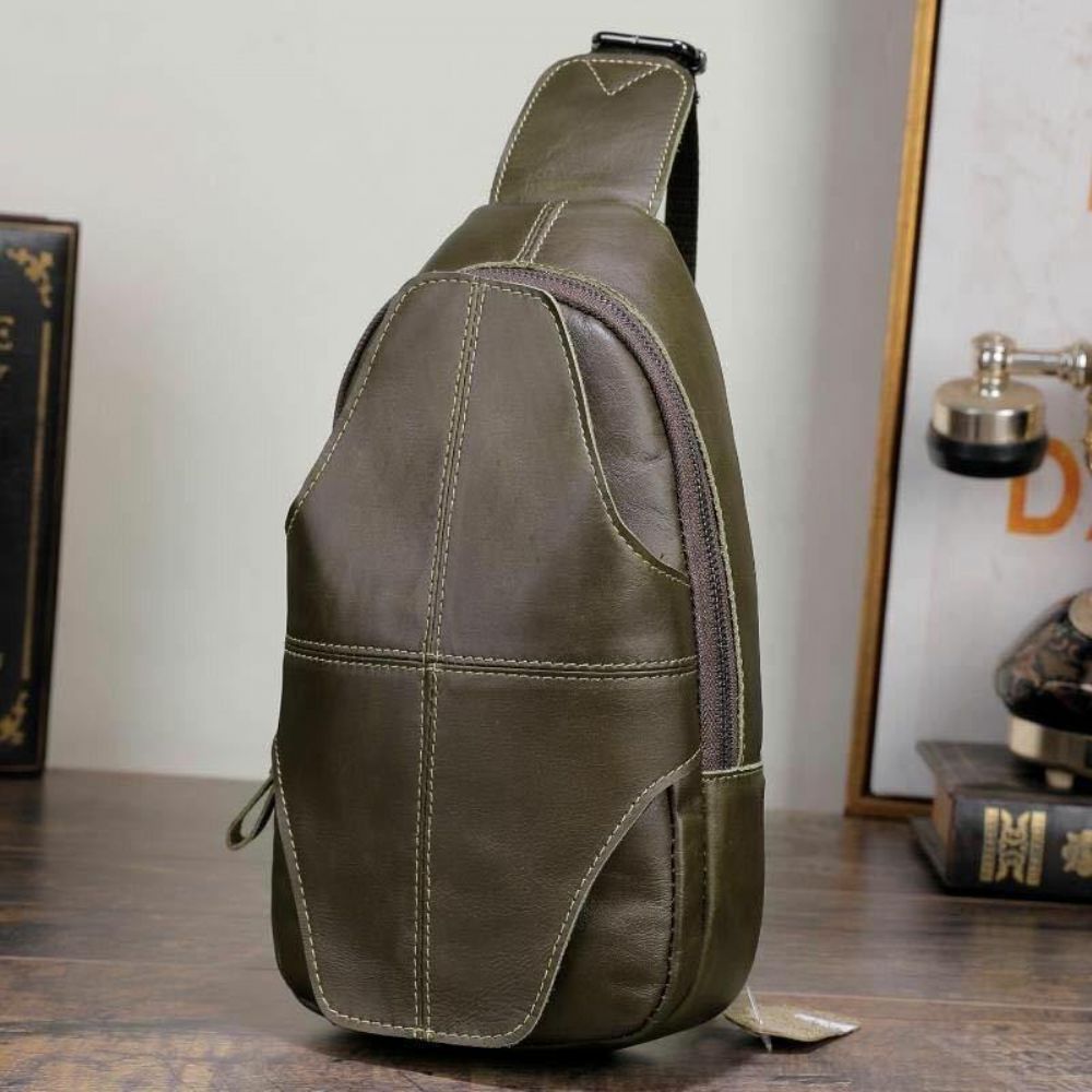 Mannen Lederen Anti-Diefstal Retro Casual Zakelijke Crossbody Tas Borsttas Sling Bag