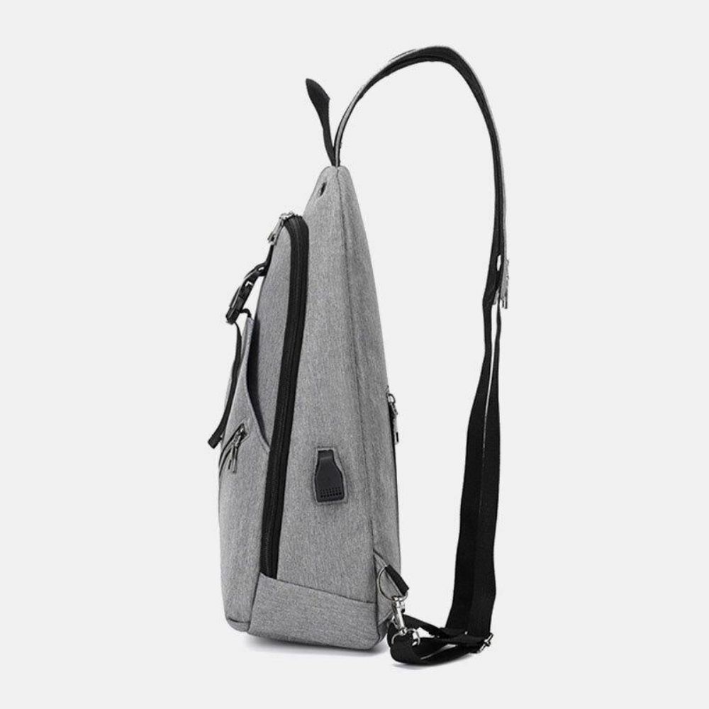 Mannen Multifunctionele Waterdichte Usb Oplaadbare Hoofdtelefoon Gat Borst Tassen Rugzak Schoudertas Crossbody Tassen