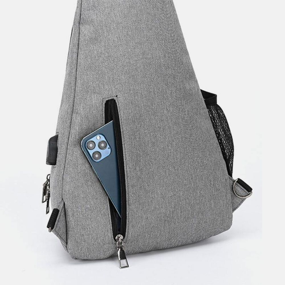 Mannen Multifunctionele Waterdichte Usb Oplaadbare Hoofdtelefoon Gat Borst Tassen Rugzak Schoudertas Crossbody Tassen