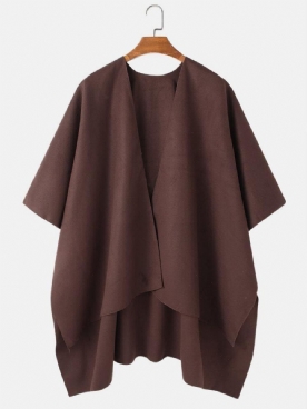 Solide Open Voorkant Casual Hoge Lage Zoom Oversized Cape Vesten