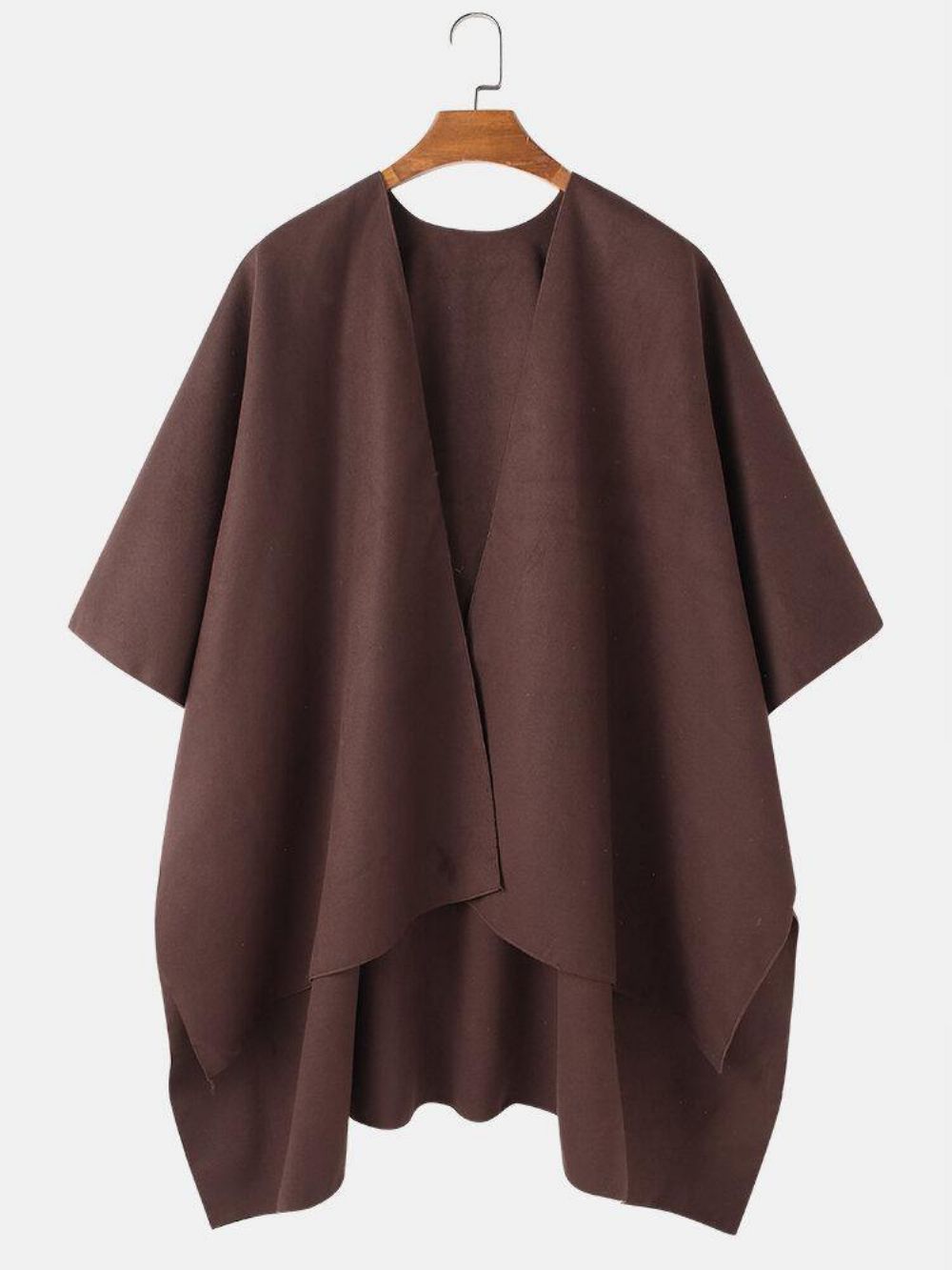 Solide Open Voorkant Casual Hoge Lage Zoom Oversized Cape Vesten