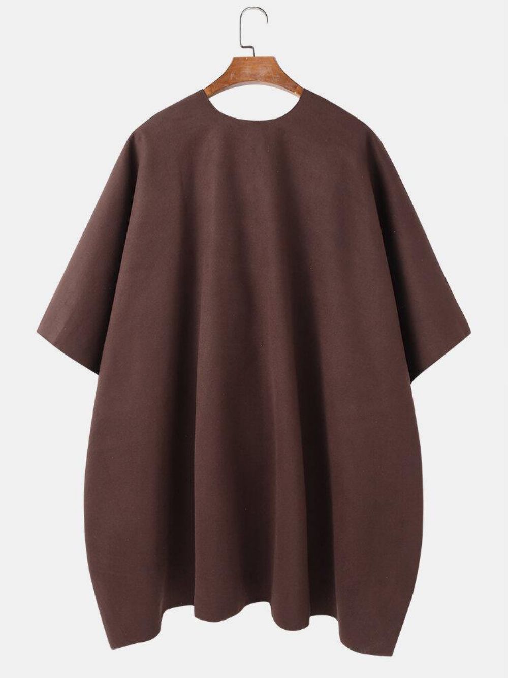 Solide Open Voorkant Casual Hoge Lage Zoom Oversized Cape Vesten