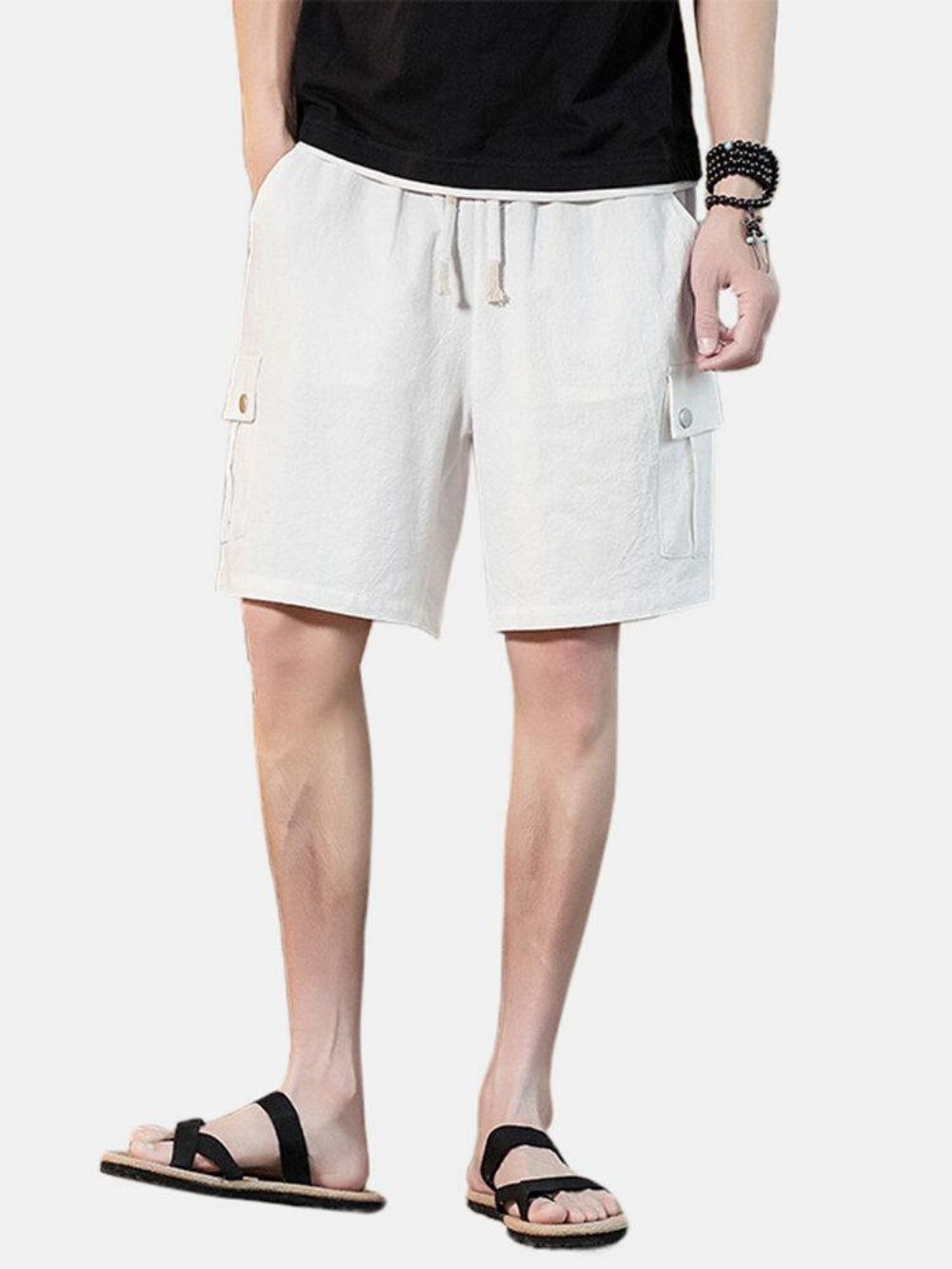 4 Kleuren Heren Effen Kleur Trekkoord Casual Shorts Met Zak