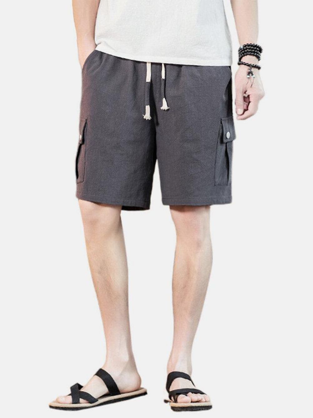 4 Kleuren Heren Effen Kleur Trekkoord Casual Shorts Met Zak