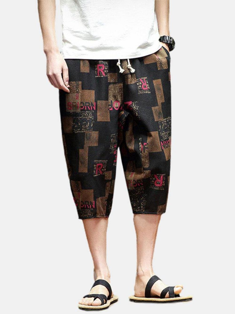 Casual Broek In Etnische Stijl Heren Met Abstracte Print Zak