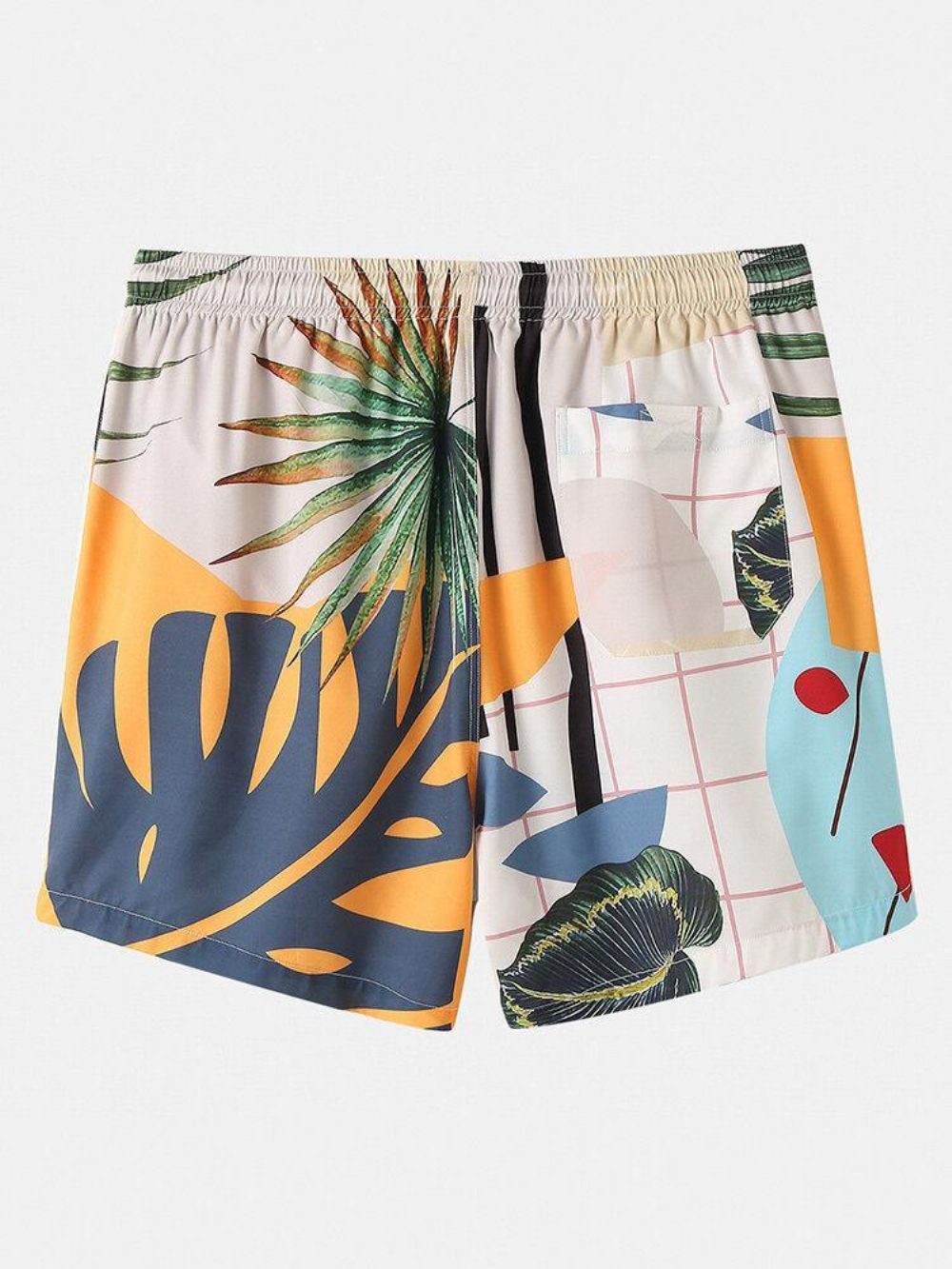 Casual Herenshorts Met Tropische Print Met Plantenbladeren Trekkoord