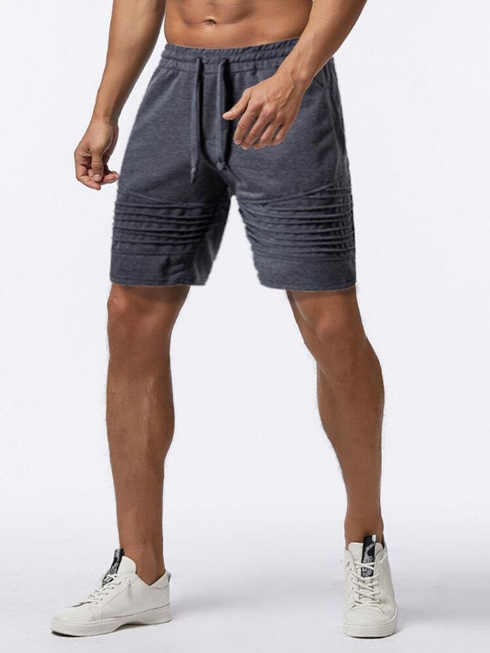 Heren Fietszak Elastische Taille Effen Kleur Trekkoord Losse Shorts Sportshorts