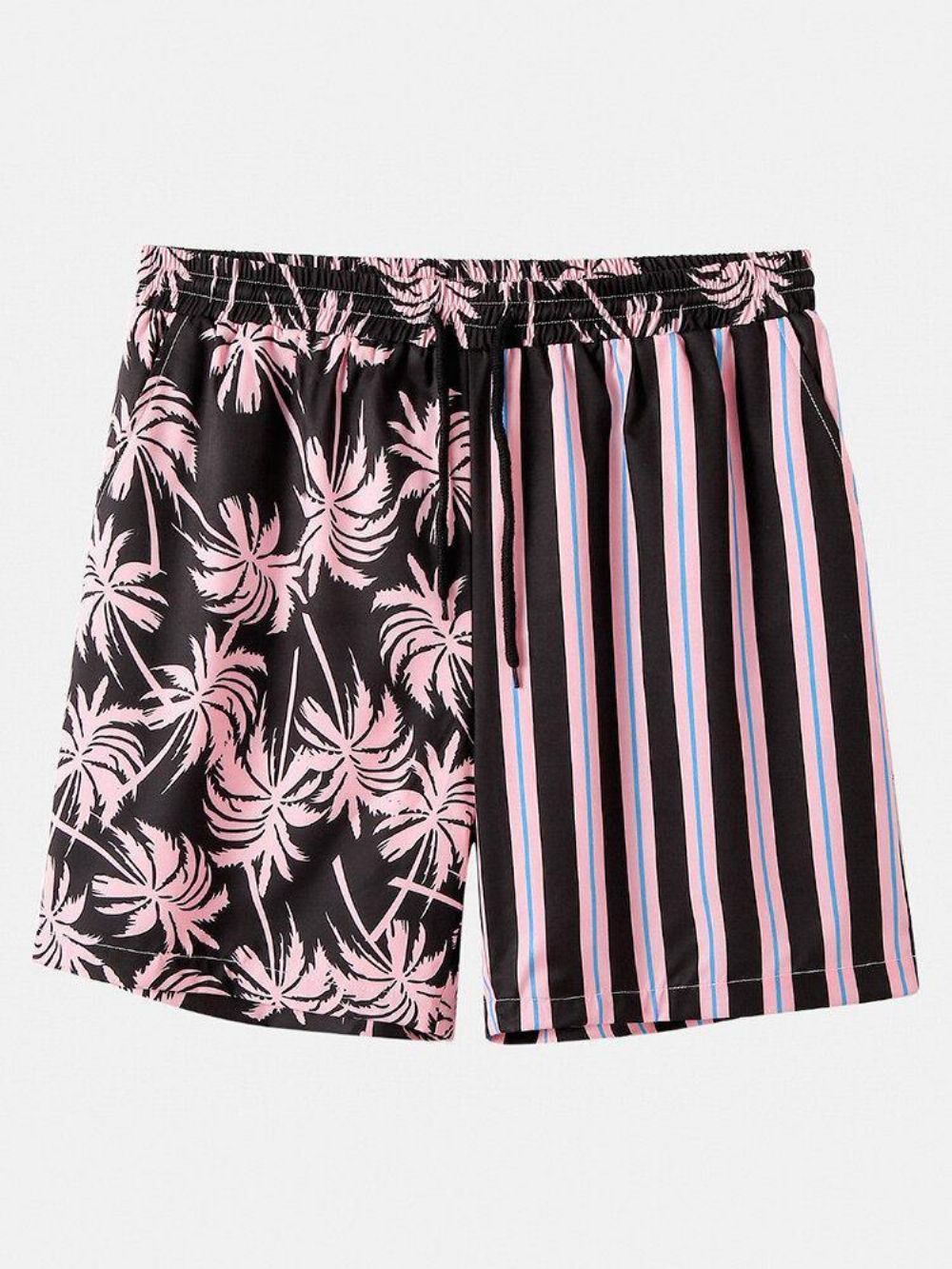 Heren Kokospalm Kleurrijke Streep Gemengde Print Casual Shorts