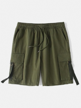 Herenwerkshort Van 100% Katoen Met Muti-Pocket Trekkoord Elastische Taille