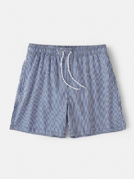 Lichtgewicht Blauw Gestreepte Sneldrogende Strandgaaslijn Casual Shorts Met Trekkoord