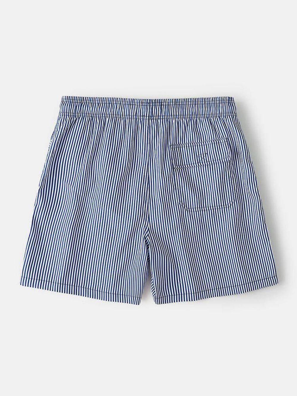 Lichtgewicht Blauw Gestreepte Sneldrogende Strandgaaslijn Casual Shorts Met Trekkoord