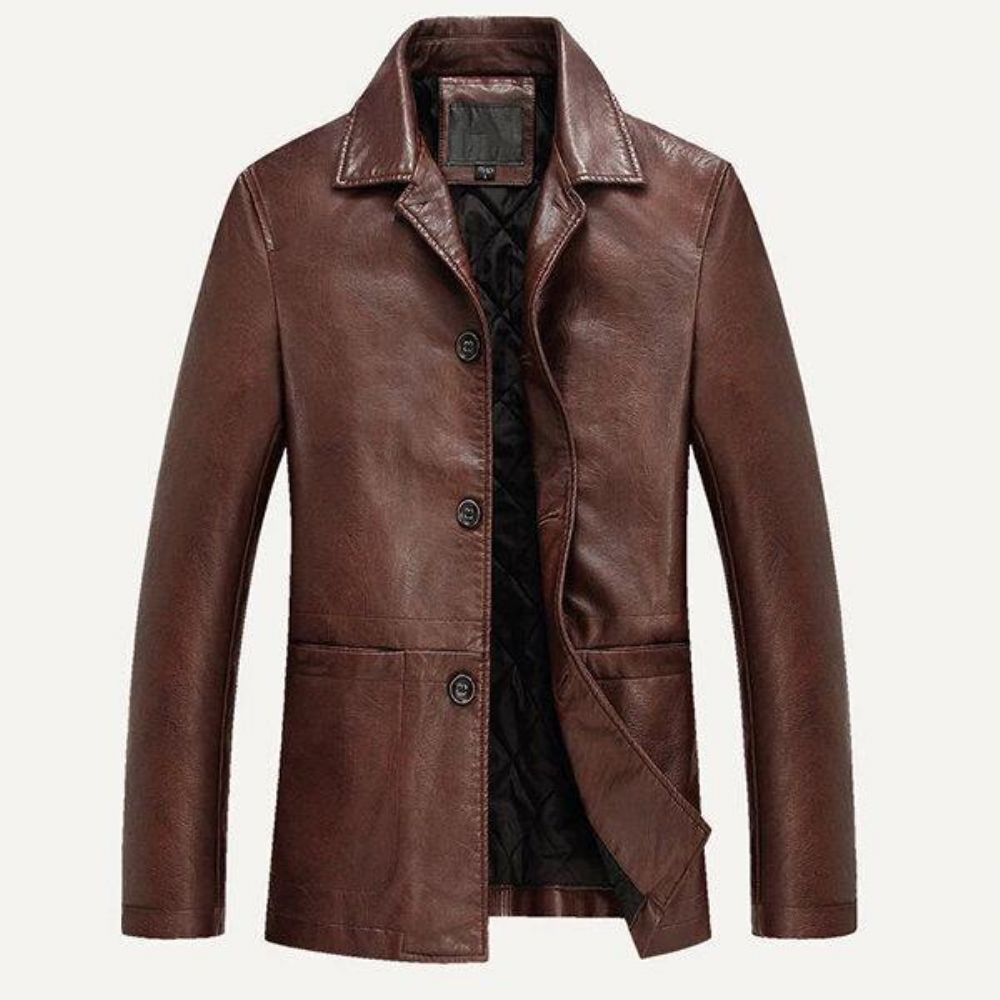 Faux Leren Jas Winter Plus Dikke Single-Breasted Pu Zakelijke Casual Blazers Heren