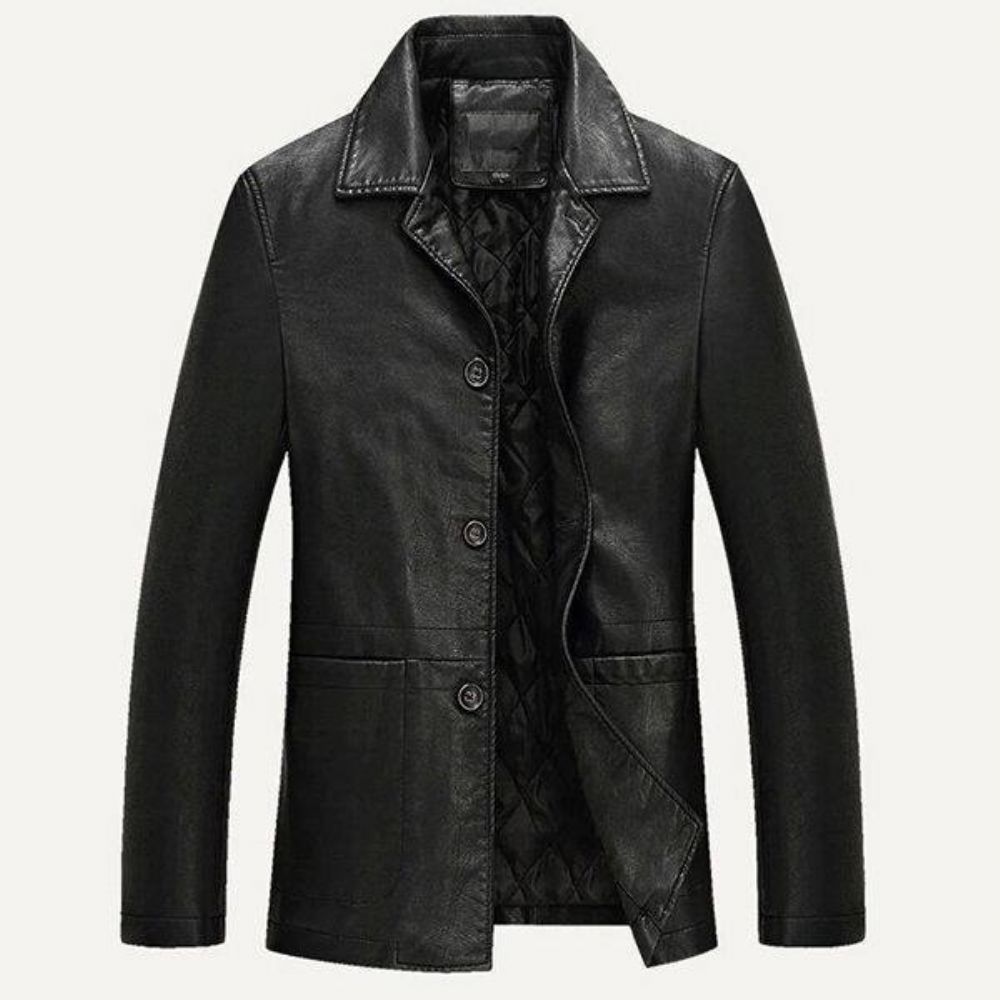 Faux Leren Jas Winter Plus Dikke Single-Breasted Pu Zakelijke Casual Blazers Heren