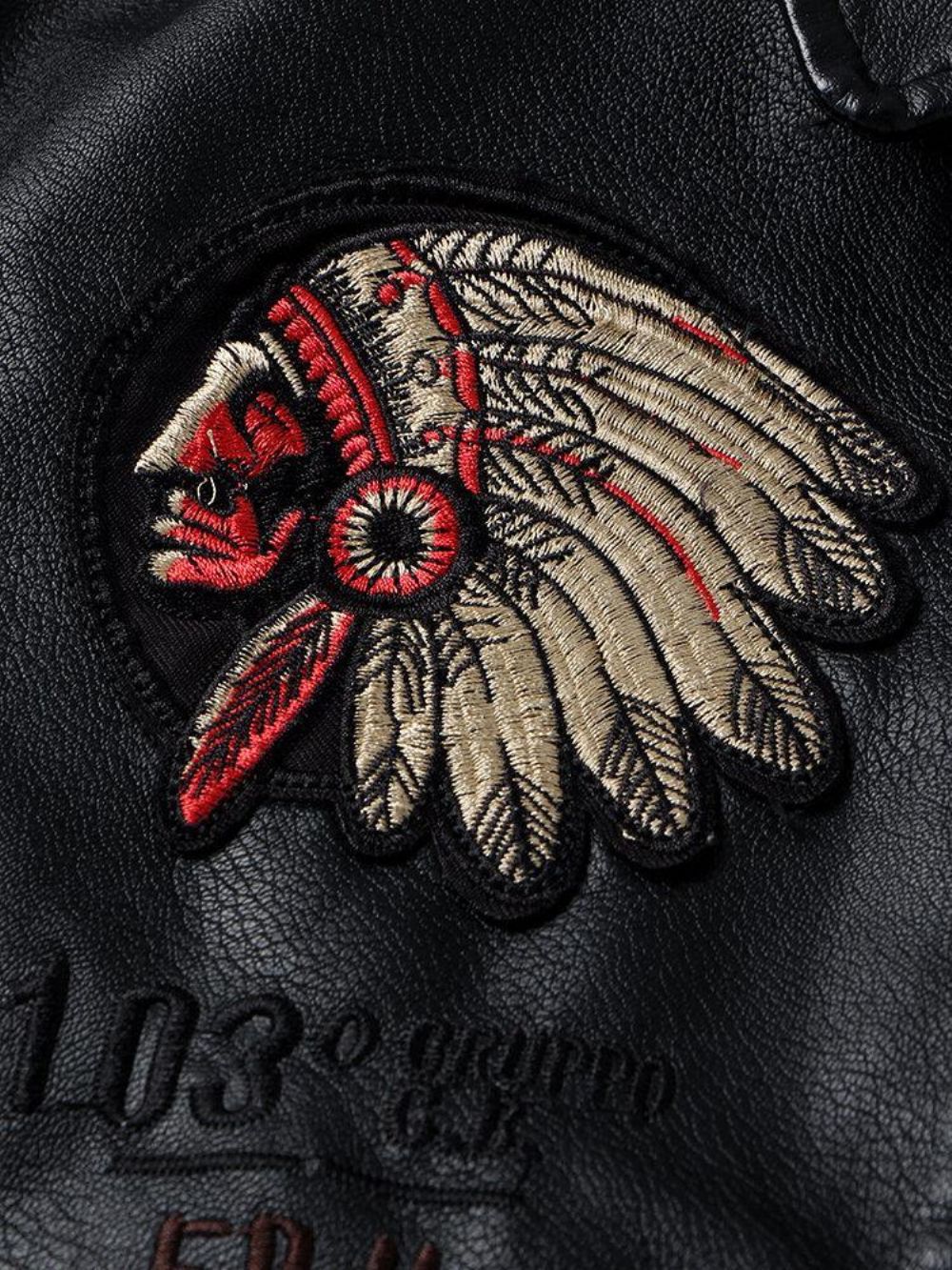 Heren Tribal Borduurwerk Eagle Head Badge Zak Rits Pu Leren Jassen Met Lange Mouwen