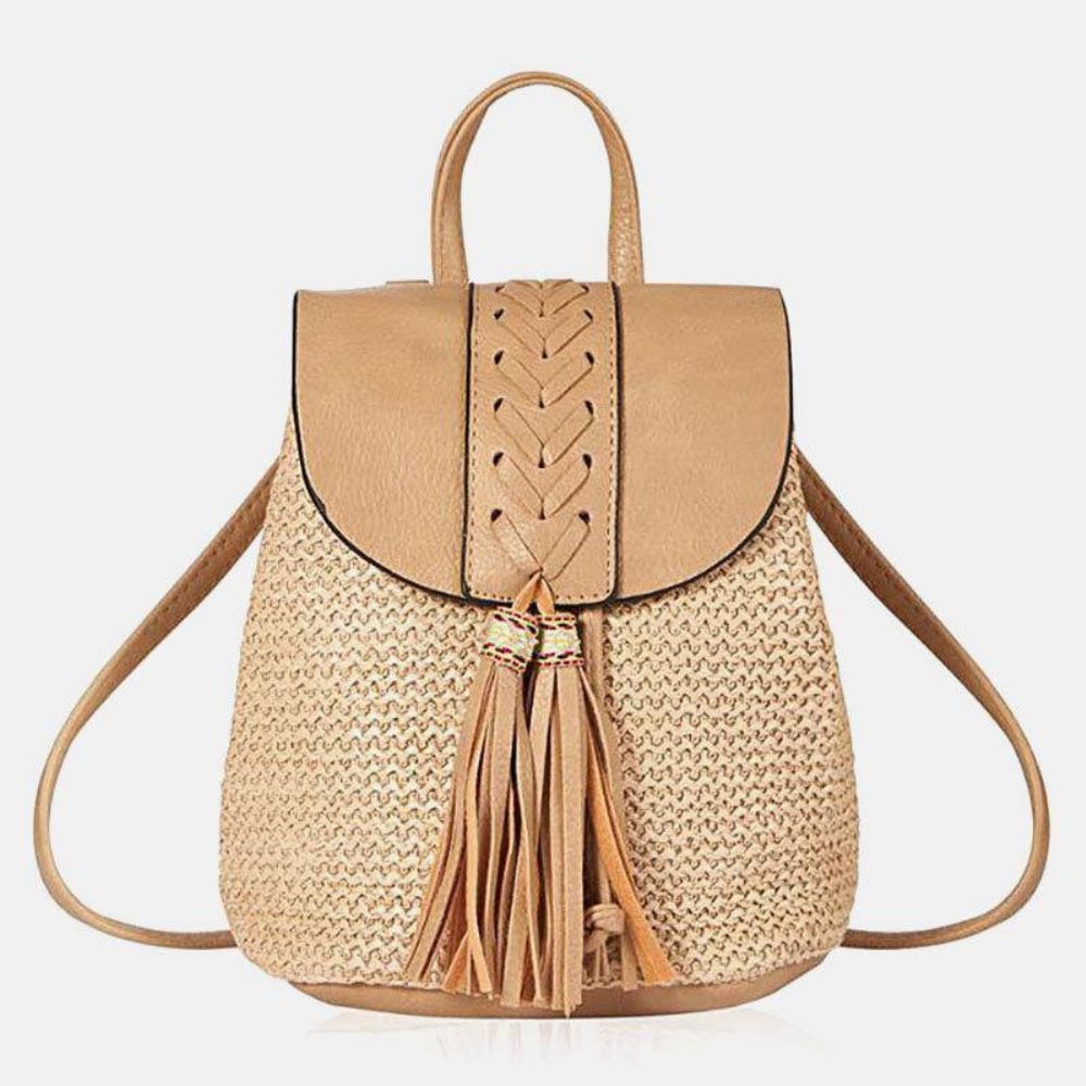 Dames Tassel Strozak Retro Strandtas Rugzak Bucket Bag