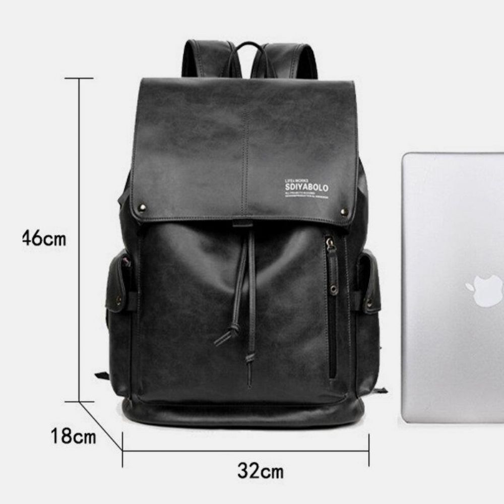 Heren Kunstleer Grote Capaciteit Waterdichte 13.3 Inch Laptoptas Reistas Rugzak Met Usb-Opladen